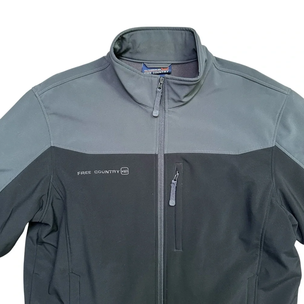 Free Country Men’s L Black & Gray Soft Shell Full Zip Jacket
